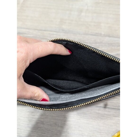 NEW White House Black Market Clutch Purse Handbag Black w Floral pattern Top Zip - Picture 13 of 16